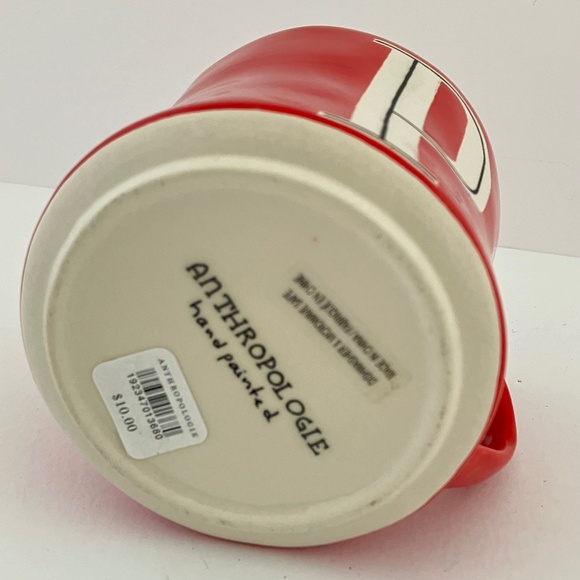Anthropologie Monogram Coffee Mug Cup 3.5" Red Colorway Initial P Hand Painted - Picture 9 of 10